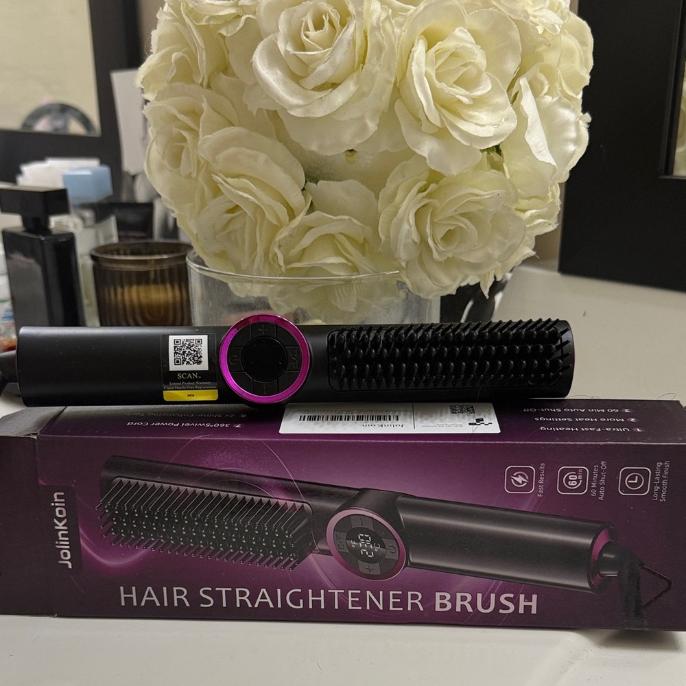 White & Black Hair Straightener Brush I used it one time barely used like new